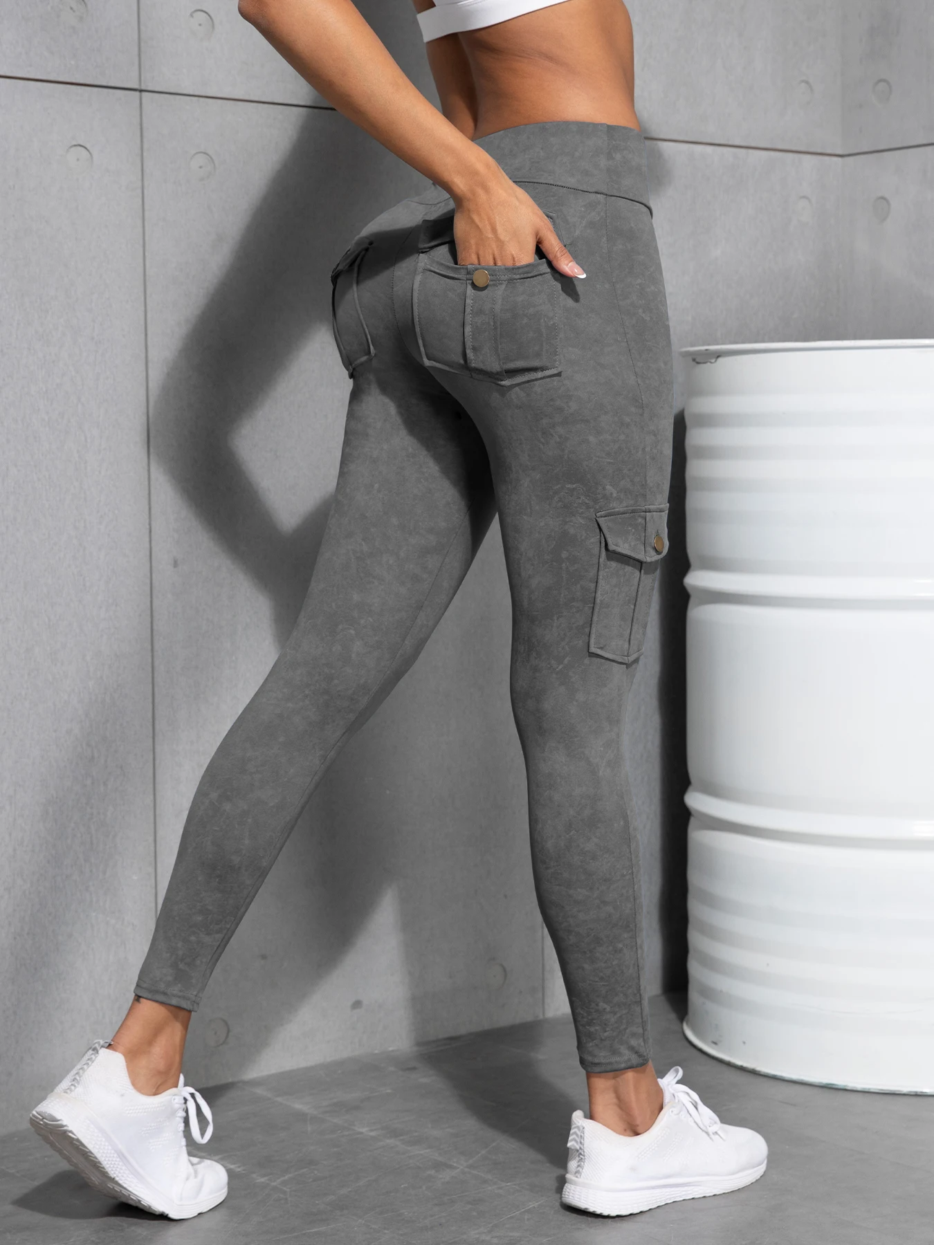 Camouflage Printed Women's Leggings With Pocket Sports Cargo Pants High Waist Slim Fit Tight Pants