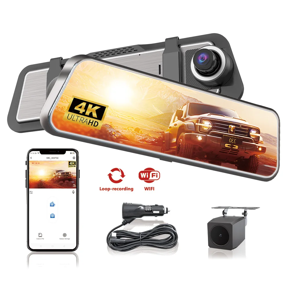 

Carlover AI 4K+2K IPS Dual Lens Dashcam with ADAS BSD GPS WIFI Front/Rear Mirror Mount