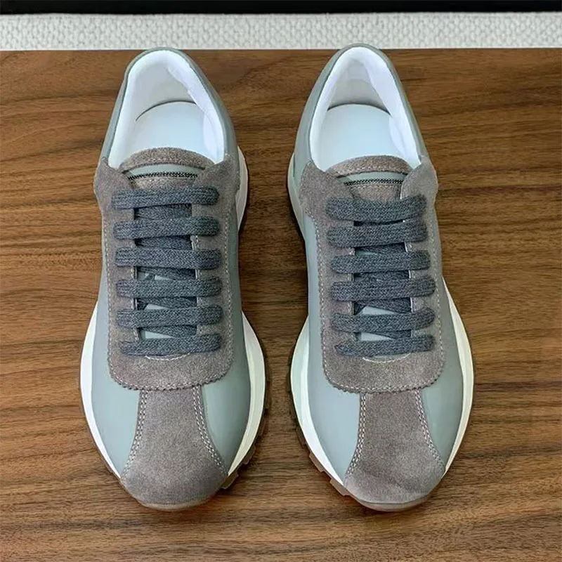 New Sneakers For Women Round Toe Lace Up Outdoors Shoes Woman String Bead Suede Leather Patchwork Flat Women's Sports Shoes