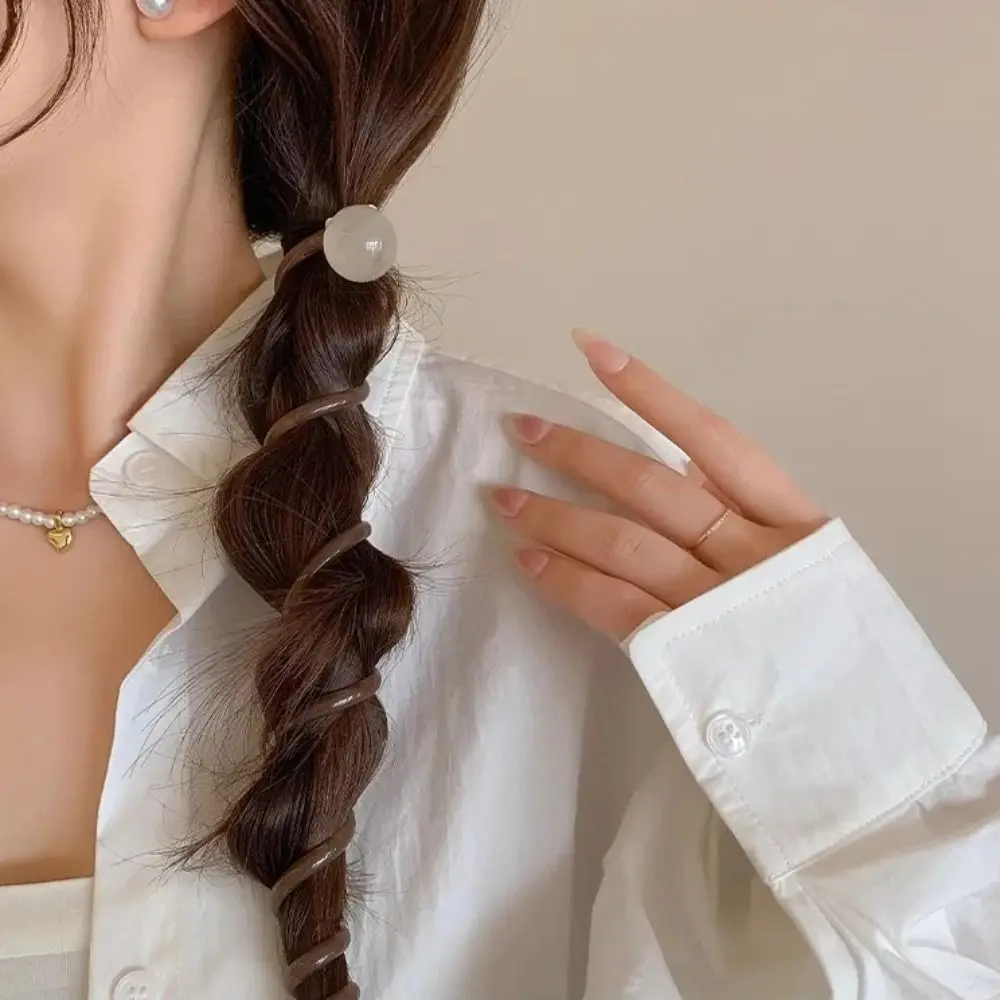Vintage Ball Heart Elastic Headband Straight High Elasticity Ponytail Headband Exquisite Simple Ponytial Holder Hair Tie