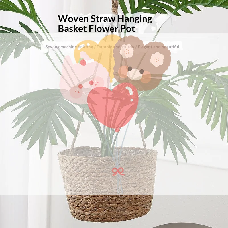 Jute Rope Woven Hanging Planters Garden Plant Storage Baskets Indoor Outdoor Plant Hangers Creative Home Decor Accents