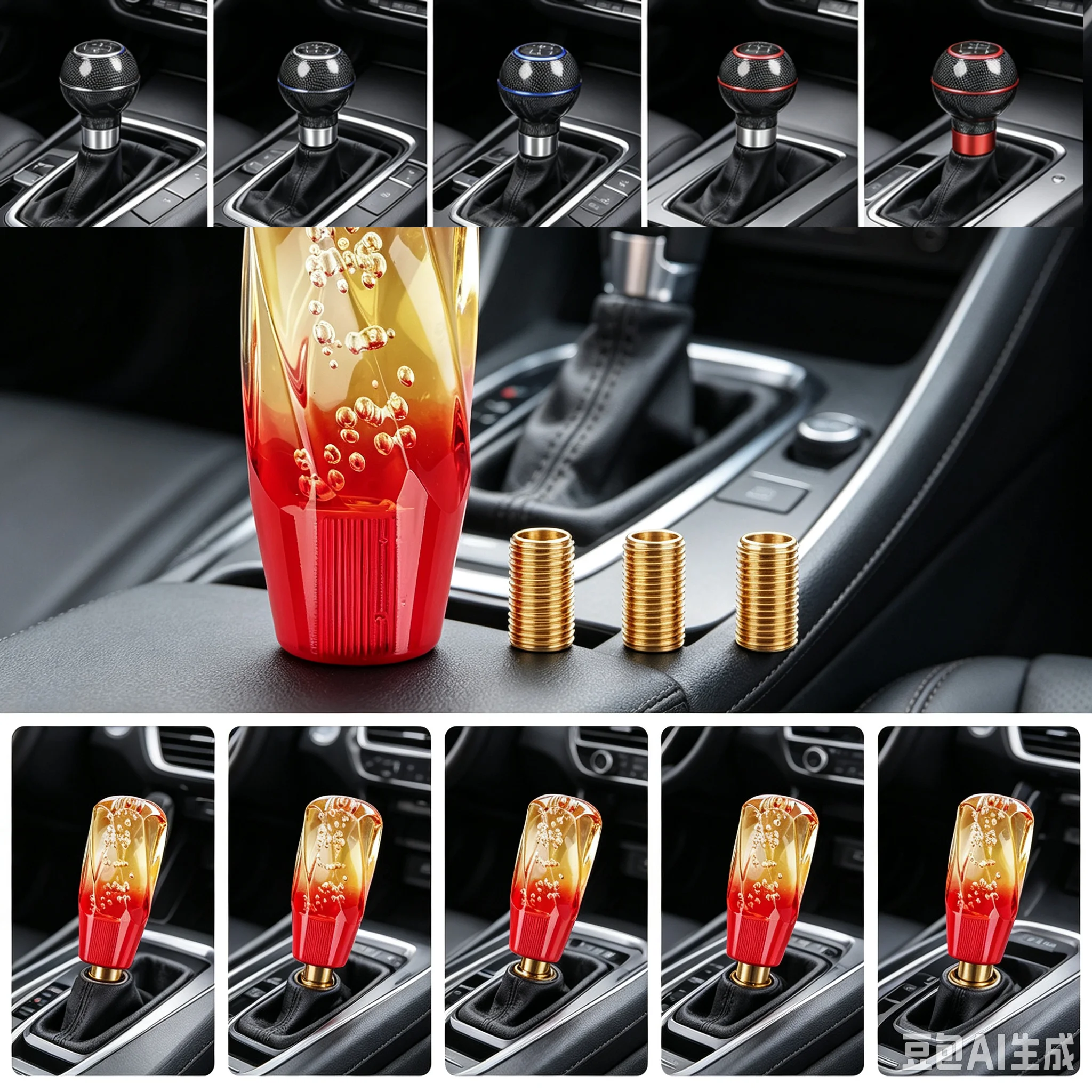 10 15 20 25 30cm Car Yellow Red Crystal Resin Gear Shift Knob Bubble AT MT Auto Manual Stick Gear Shifter Stick Gear Shift Knob