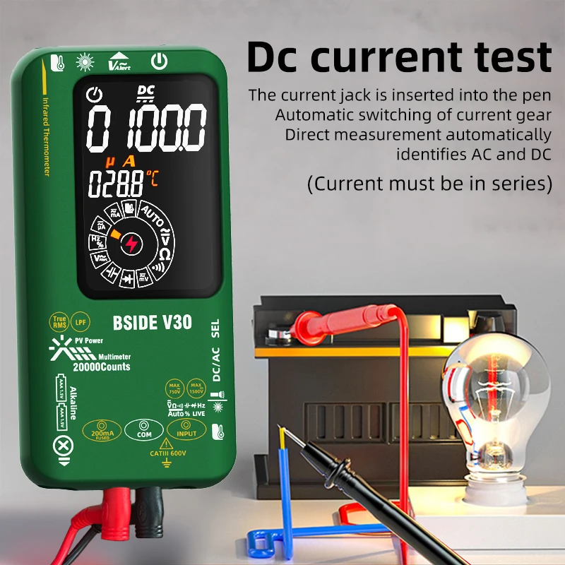 BSIDE Multimeter True RMS,One-Click Auto/Manual Range,Measures AC/DC,Temp,Resistance,Capacitance, Diode.Comprehensive Testing