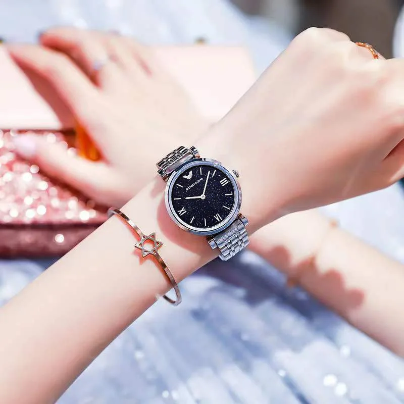 Elegant Night Sky Women's Watch - Minimalist Luxury Design Waterproof Night Light Stainless Steel Band Stylish & Sophisticated