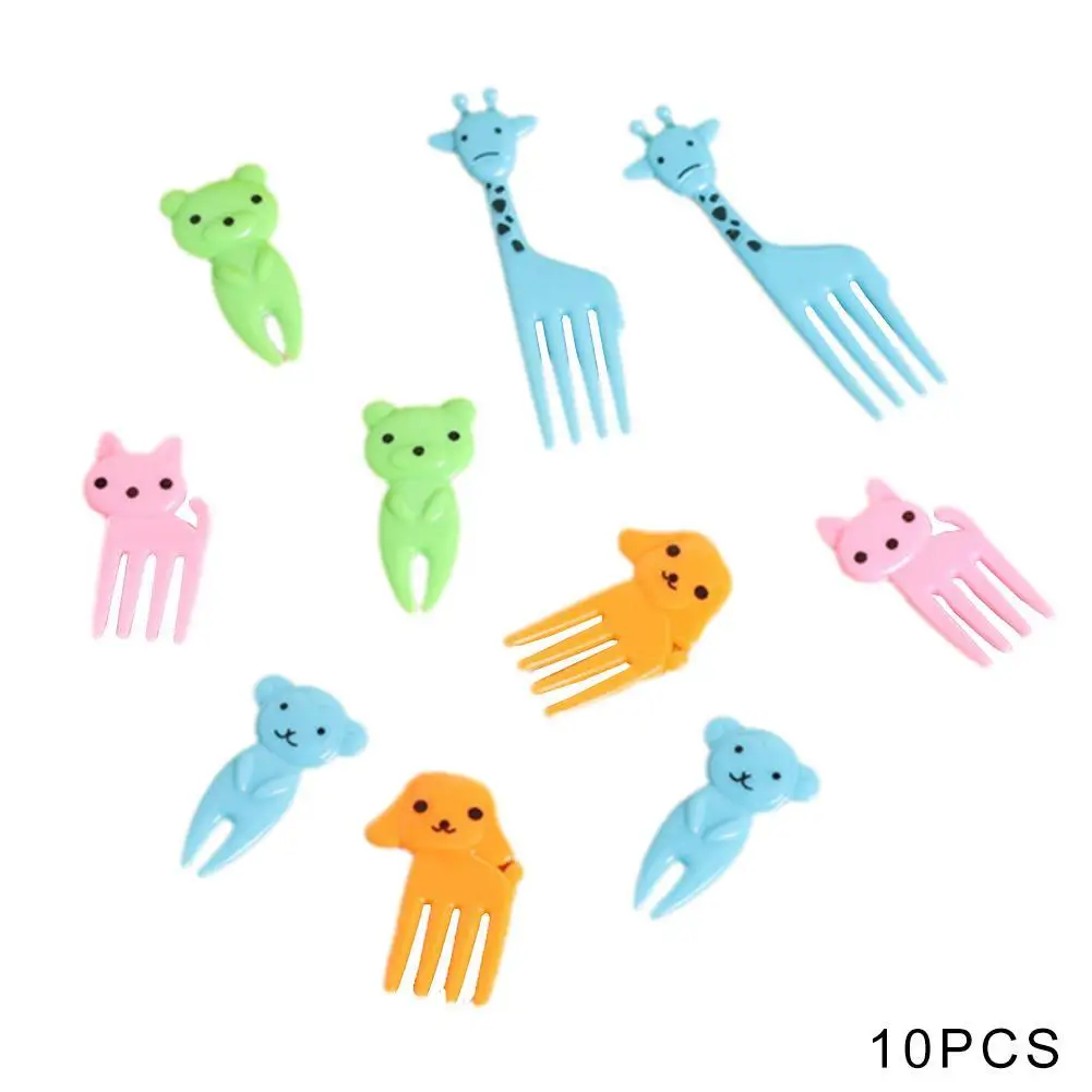 10pcs Cute Animal Fruit Fork Kids Snack Dessert Decoration Forks Toothpick Lunch Salad Accessories Cake Picks