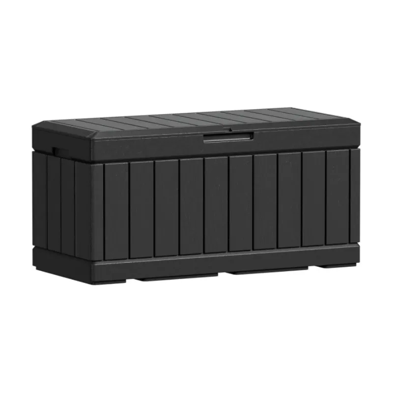 82 Gallon Resin Deck Box Large Outdoor Storage for Patio Furniture Garden Tools Pool Supplies Weatherproof UV Resistant Lockable