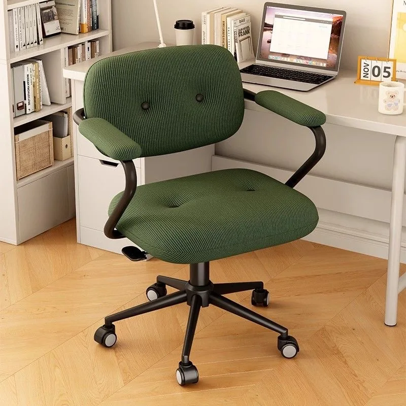 Corduroy Rotating Office Chair, Roller Computer Chair, Dormitory Study Chair, Ergonomic Chair, High Resilience Sponge Cushion