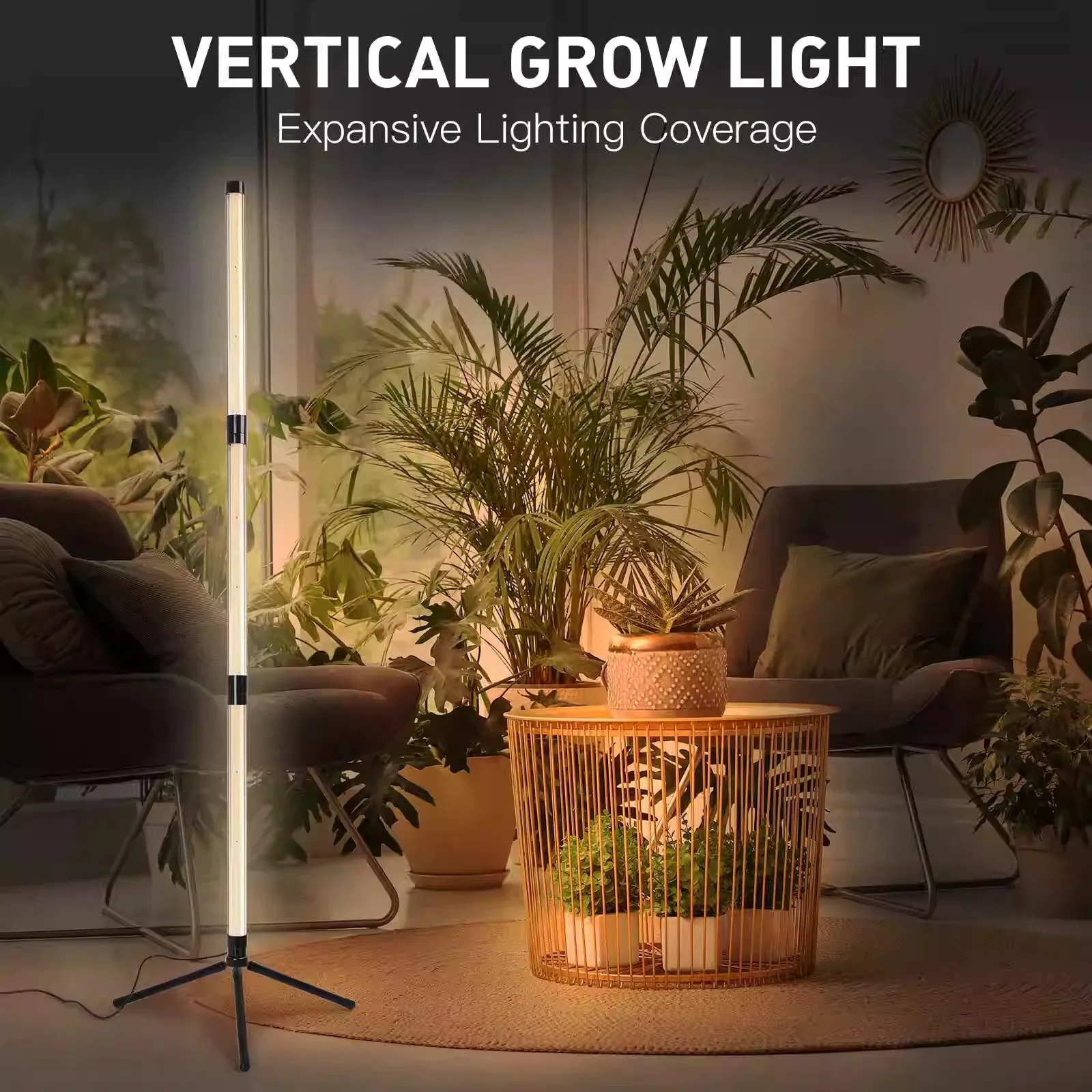 

Светодиодный фитосветильник для растений с боковым свечением, полный спектр, таймер, регулируемая высота, разборный, три секции