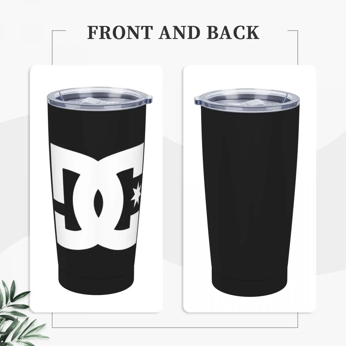 DC Shoe Co Stainless Steel Tumbler Vacuum Insulated Mug Thermal Cold Bottle Straw With Lid 20oz