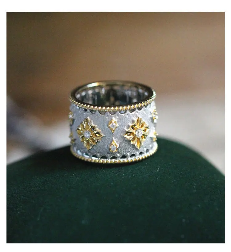 New Vintage Court Style Wide Love Open Rings For Women Wedding Party Engagement Full Zircon Carving Finger Rings Jewelry Gifts