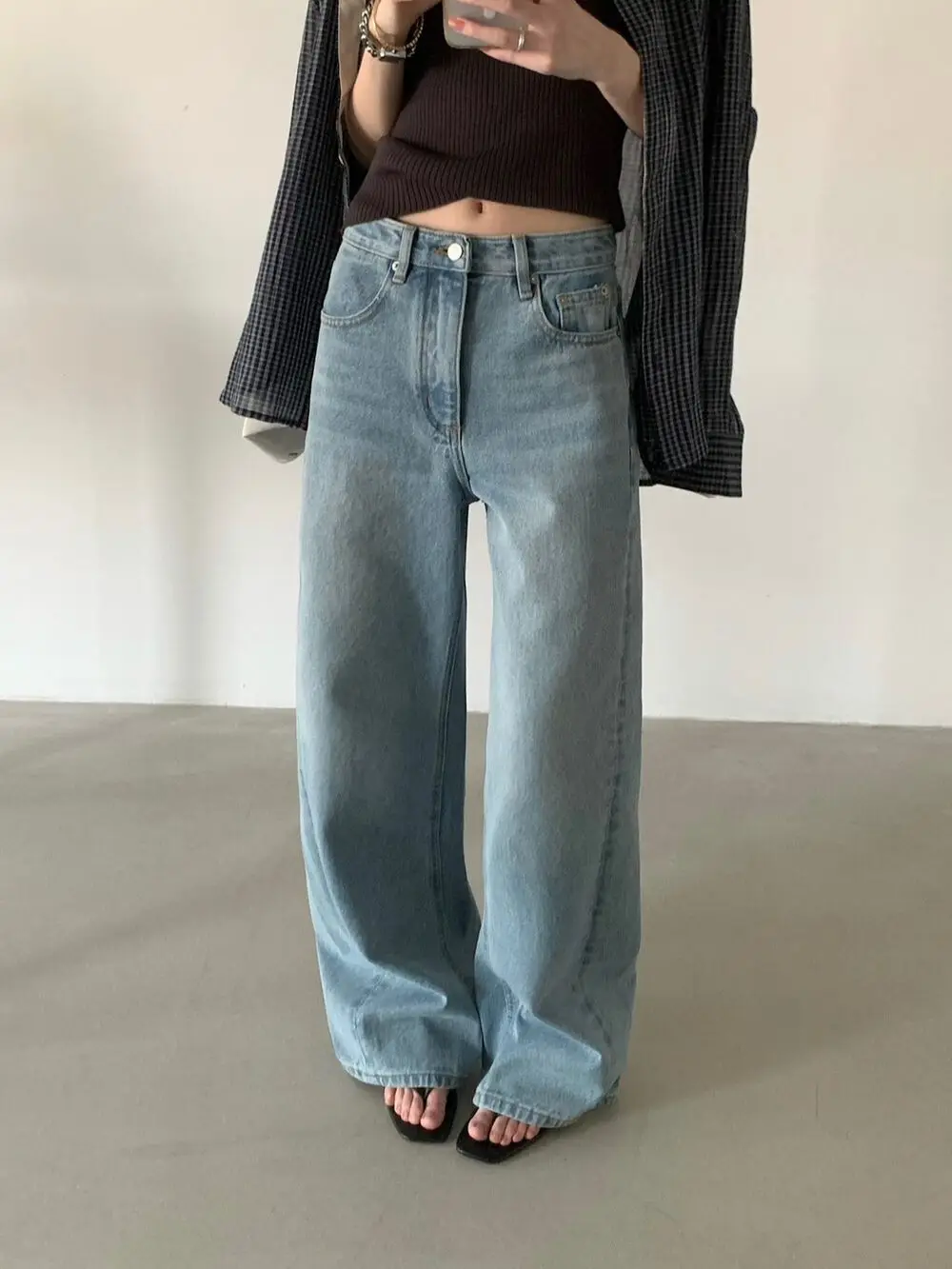 

Джинсы Lilian прямого кроя с 3D-узором, утягивающие, с широкими штанинами, модные, с высокой талией, на молнии, в городском стиле, женские брюки