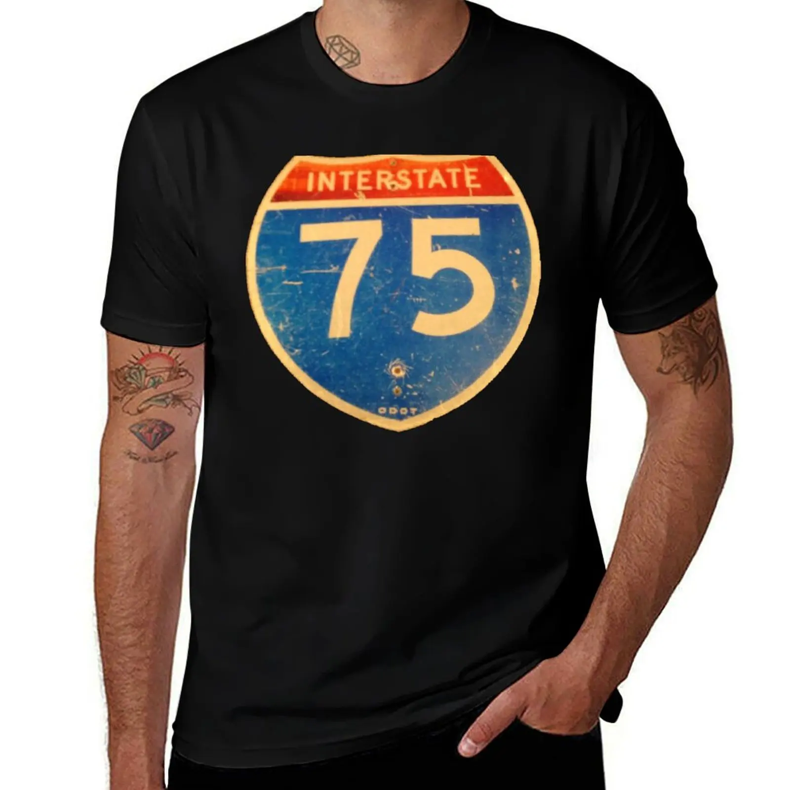 Ohio Interstate 75 (I75 or I-75) Sign T-Shirt Minimalist Casual Short Sleeve Top T-Shirt