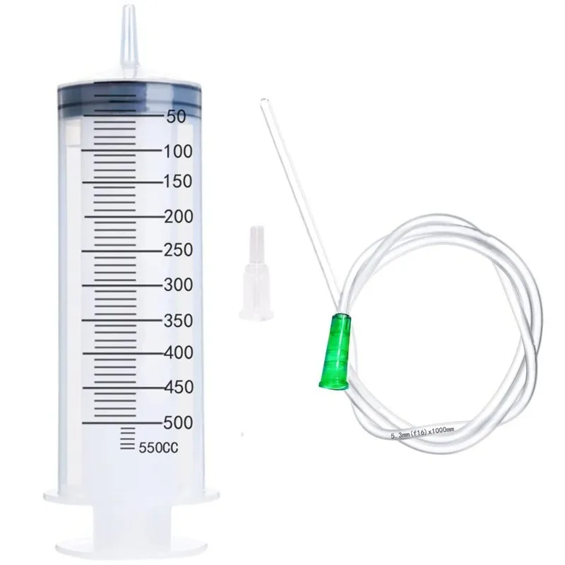 500ml Large Syringe With10M Tube, Blunt Needle, Sterile Individual Sealed, Plastic Garden Syringe for Liquid, Oil, Watering Plan