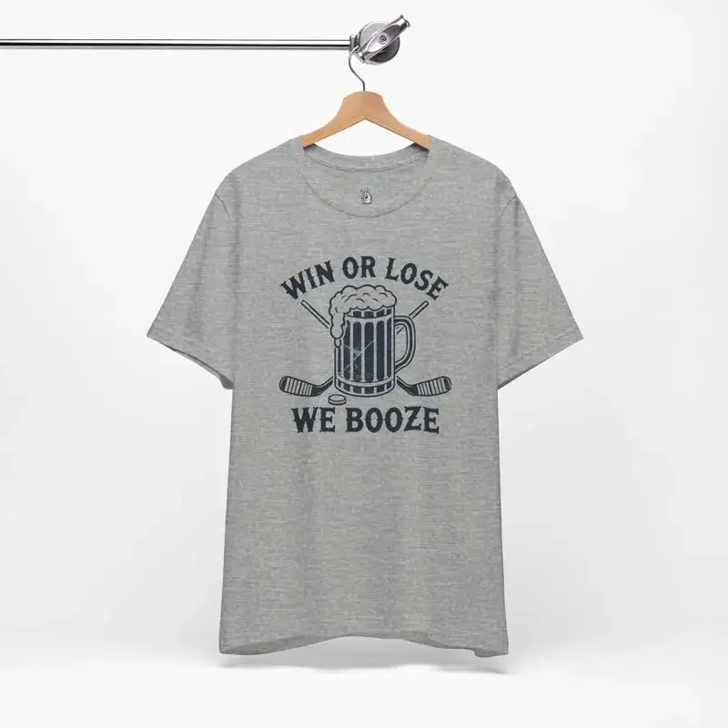 Funny Retro Hockey T Shirt Win or Lose We Booze for Game Day Fan Beer Lovers Sports Fans Idea