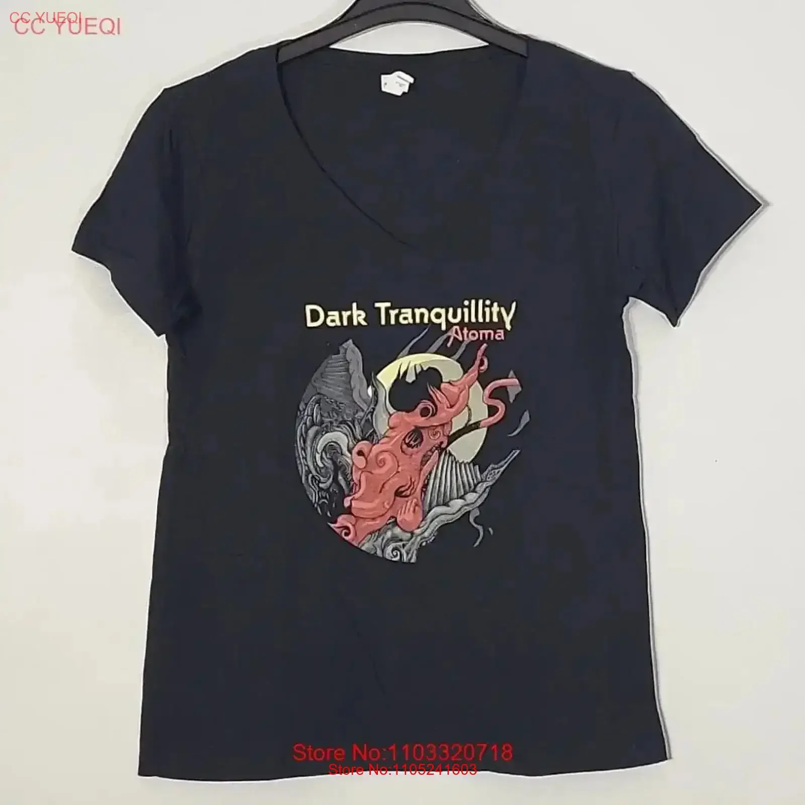 DARK TRANQUILLITY Atoma XL T-shirt officiel noir pour femme avec logo du groupe vintage délavé étiré décontracté doux graphique vintage