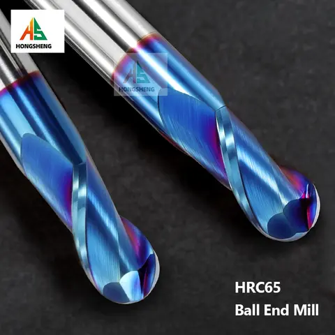 HRC55 65 2 플루트 볼 노즈 엔드 밀 텅스텐 카바이드 커터 밀링 공구, R0.5, R12345, 6mm, 8mm, 10mm, 16, 20mm CNC 라우터 비트