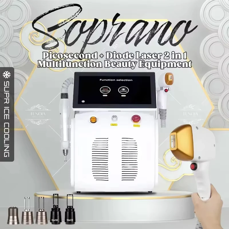 Устройство для удаления волос диодный лазер Soprano Pico 2 в 1, депиляция, удаление татуировок, ледяное титановое профессиональное косметическое устройство