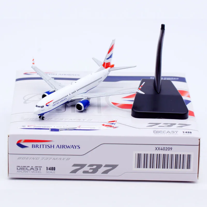 XX40209 Alloy Collectible Plane Gift JC Wings 1:400 British Airways Boeing B737 MAX 8 Diecast Aircraft Jet Model ZS-ZCA