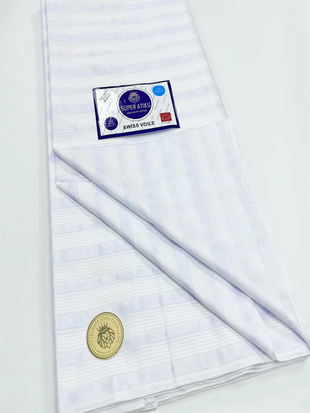 

5 Yards Atiku Material with Stripe 100% CottonHigh Quality Soft African Atiku Fabric Swiss VoileCotton for Men Cloth Sewing