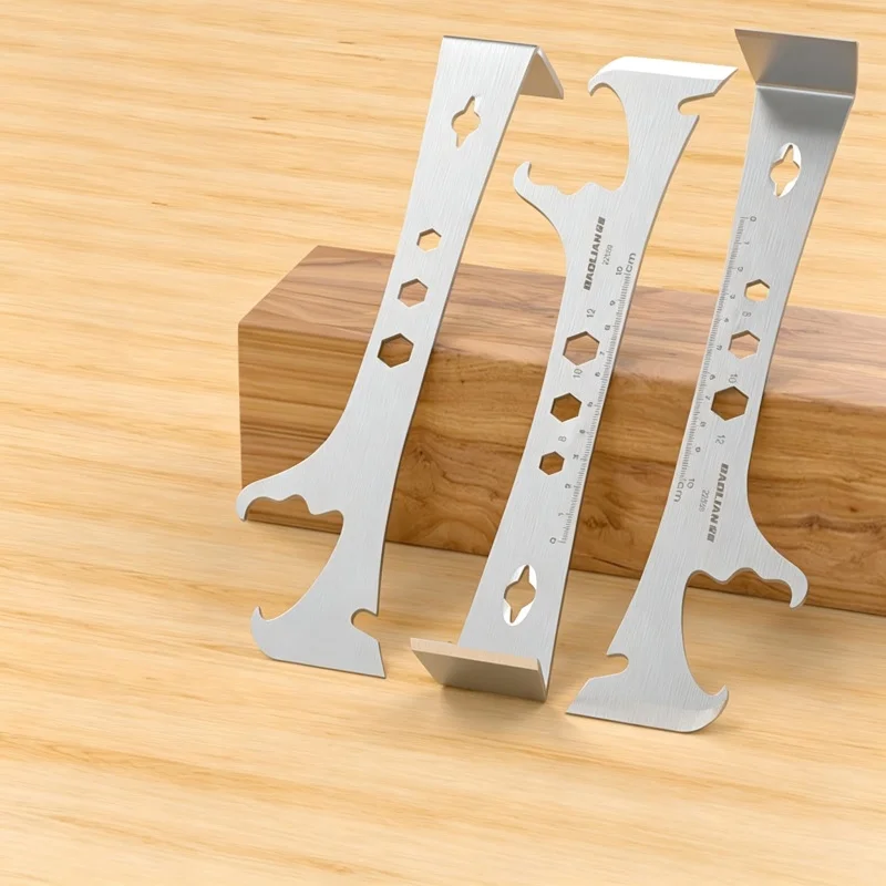JUSTINLAU Multi‑Functional Bucket Lid Wrench Thick Stainless Steel Pry Board Nail Lifting Hexagonal Wrench Scrape Repair Tool
