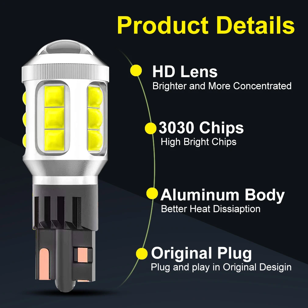 4000LM T15 LED Lamp W16W LED Canbus No Error 3030 Chips 912 921 Żarówka samochodowa Światło cofania Super jasna lampa samochodowa 6500K — zdjęcie 6