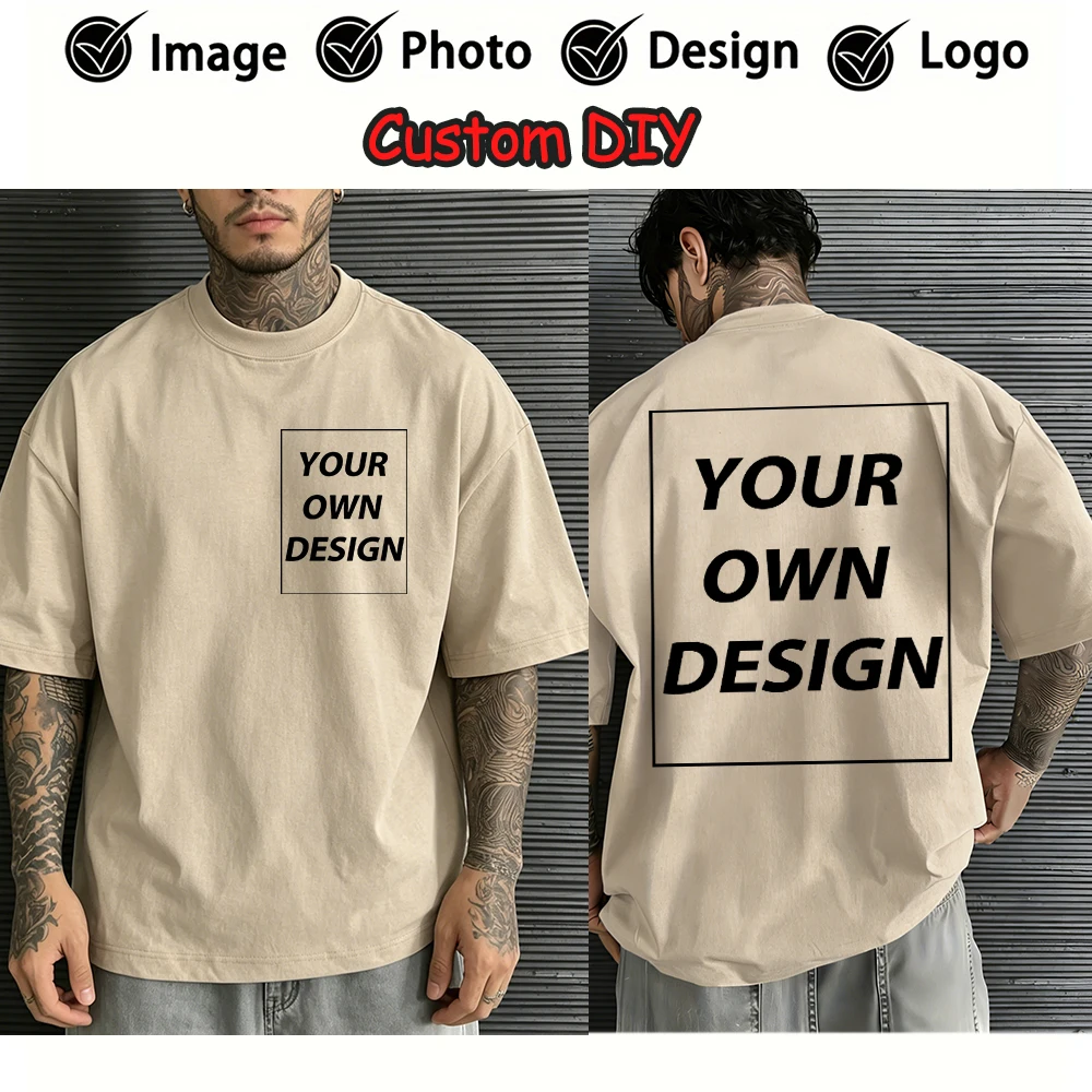 Male Summer Commute T-Shirts Personalized Image Custom Basic Simple Short Sleeve Cotton Soft Clothing Casual All-Match Workwear image 2