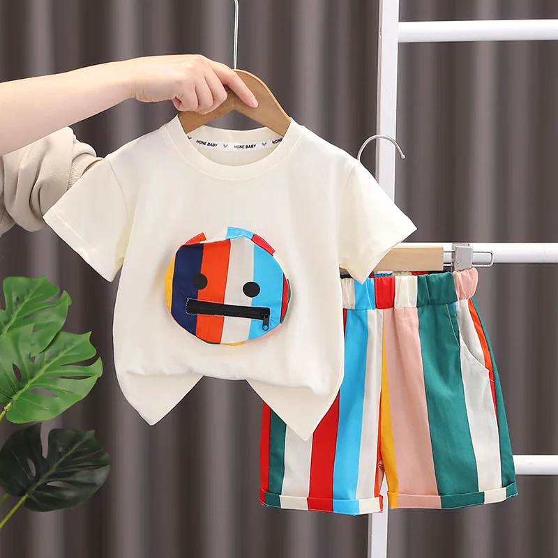 Summer Baby Boy Clothes 1 to 6  Years Cartoon Printed O-neck Pullover T-shirts and Shorts Kids Tracksuits Toddler Boys Outfits