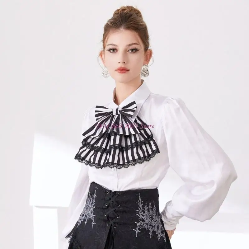 49ME Lightweight Decorative Collar Neck Scarf with Ruffled Front for Commuting, Photos, and Expressive Outfit Layering
