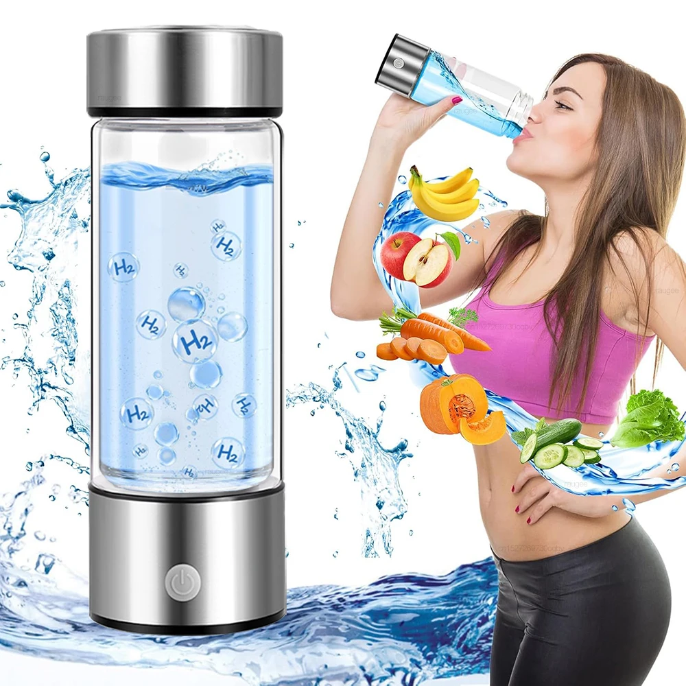 Botella de agua de hidrógeno, generador eléctrico de agua de hidrógeno, máquina de agua de hidrógeno recargable de 420ml para el hogar, oficina, viajes, deportes