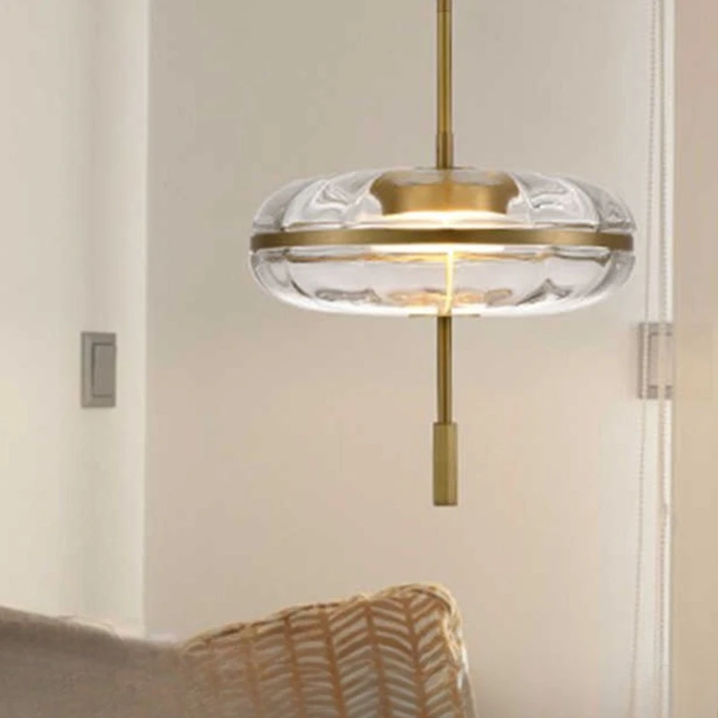 Postmodern Circular Glass Restaurant Pendant Light Bar Counter Bedroom Bedside Study Clothing Store