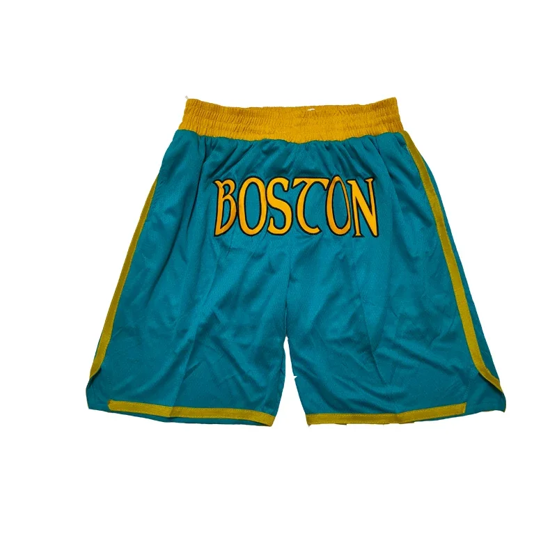 Basketball shorts Boston Flower Four pockets Sewing embroidery Outdoor sports Beach pants high quality Green