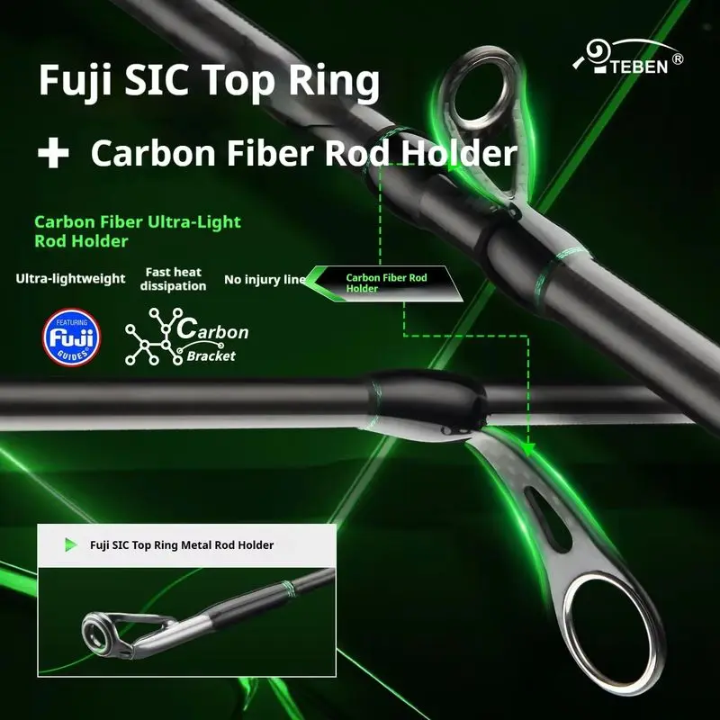 TEBEN Litespin Elite Lure Rod Carbon Reel Seat Sic Fuji Guide Ring Long Casting General Purpose For Bass Outdoor Fishing - view 5
