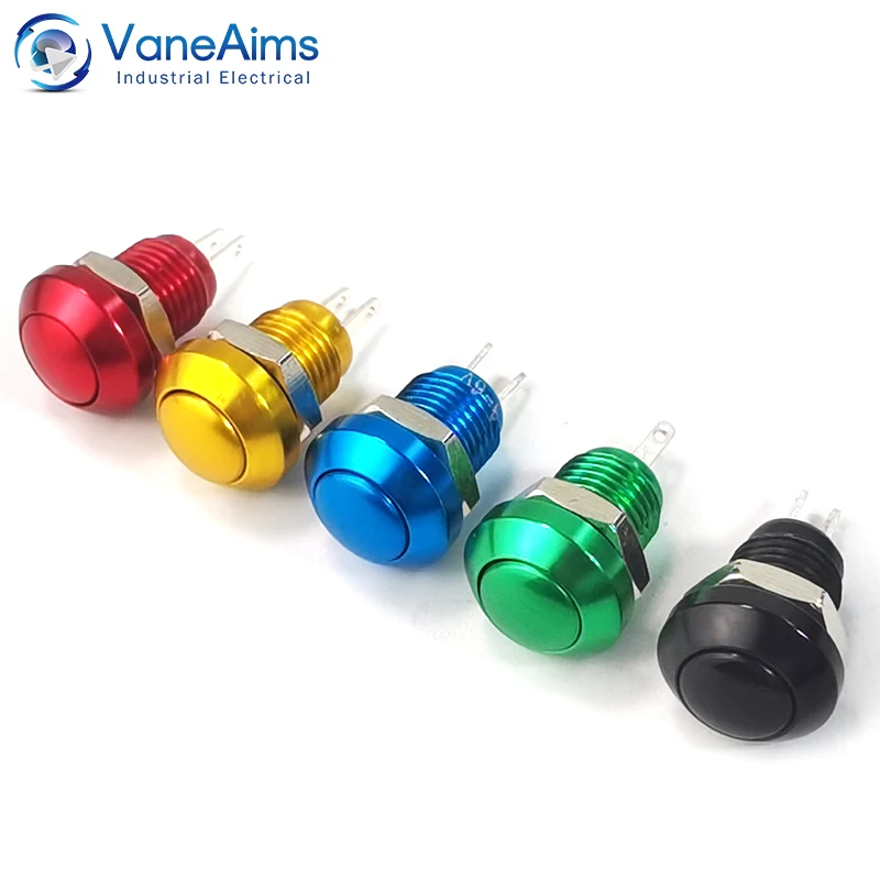 8mm Momentary Push button Switch Waterproof Mini Oxidation Metal Buttons Horn Doorbell Bell Pusher Black Yellow Red Green Blue