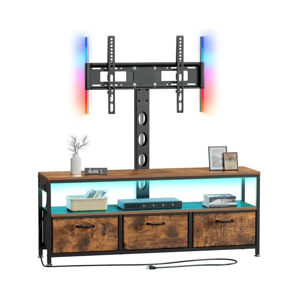 TV Stand with Mount and Power Outlet, TV Stand with Drawers Storage for Living Room Bedroom, LED  45/55/60/65 inch TVs