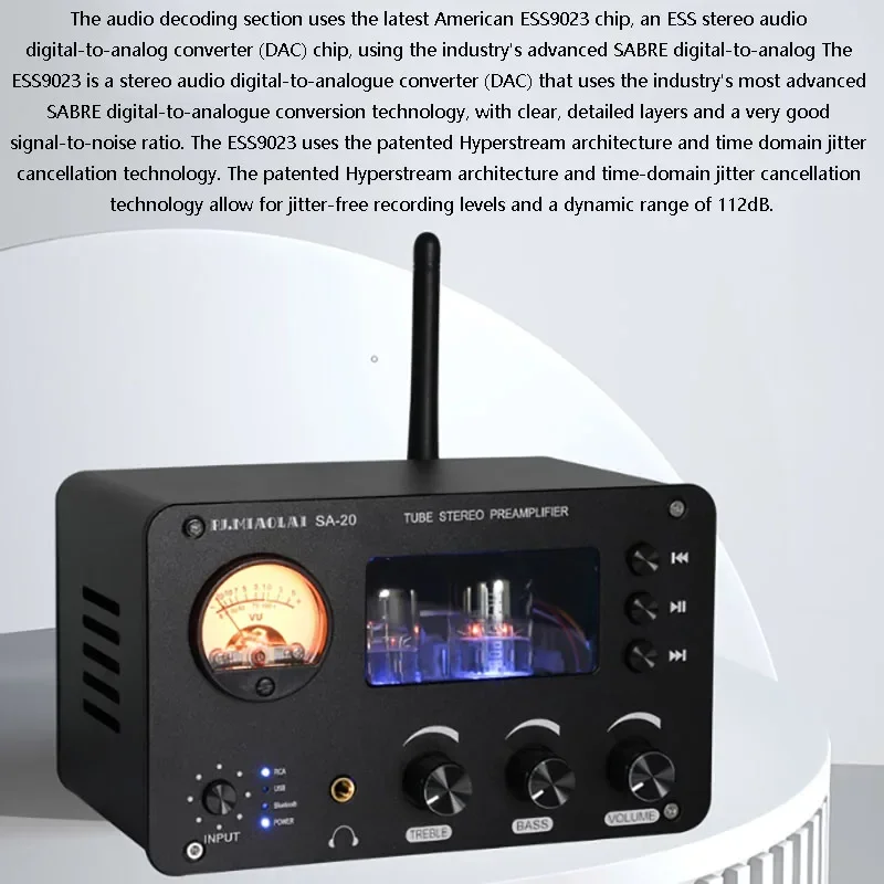 HiFi สูญญากาศ Preamp เครื่องขยายเสียง-บลูทูธ 5.0 และ USB Lossless เล่น IR REMOTE Balanced Output Hi-Fi Audio สําหรับ Home สเตอริโอ