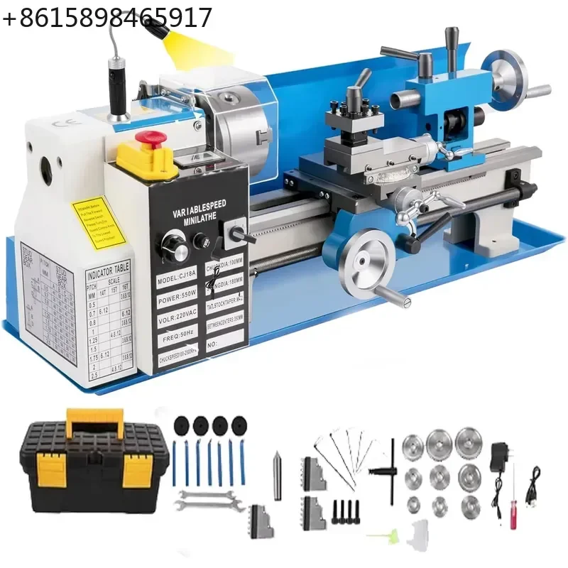 Upgraded 7X14 Mini Benchtop Metal Lathe 2500 RPM High Precision LED Screen Metal Threading Turning Drilling