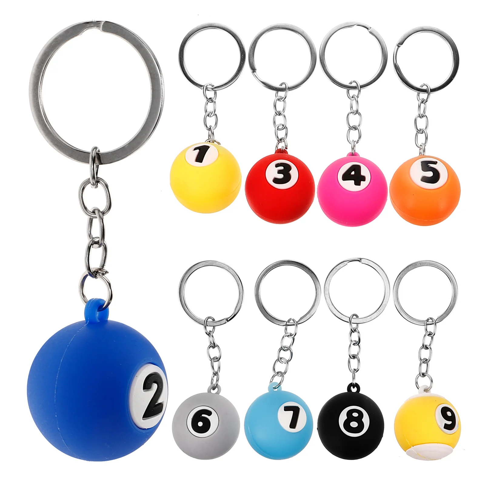 

9 Pcs Novelty Billiards Keychains Pool Player Gifts Ball Sports Themed Adorable Decorations Keepsakes