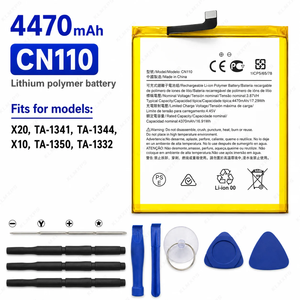 4500mAh High Capacity Replacement Battery for Nokia X20 5G G400 5G G21 NKG60 CN110 CN450 HQ610 WT341 LPN388405 + Free Tools
