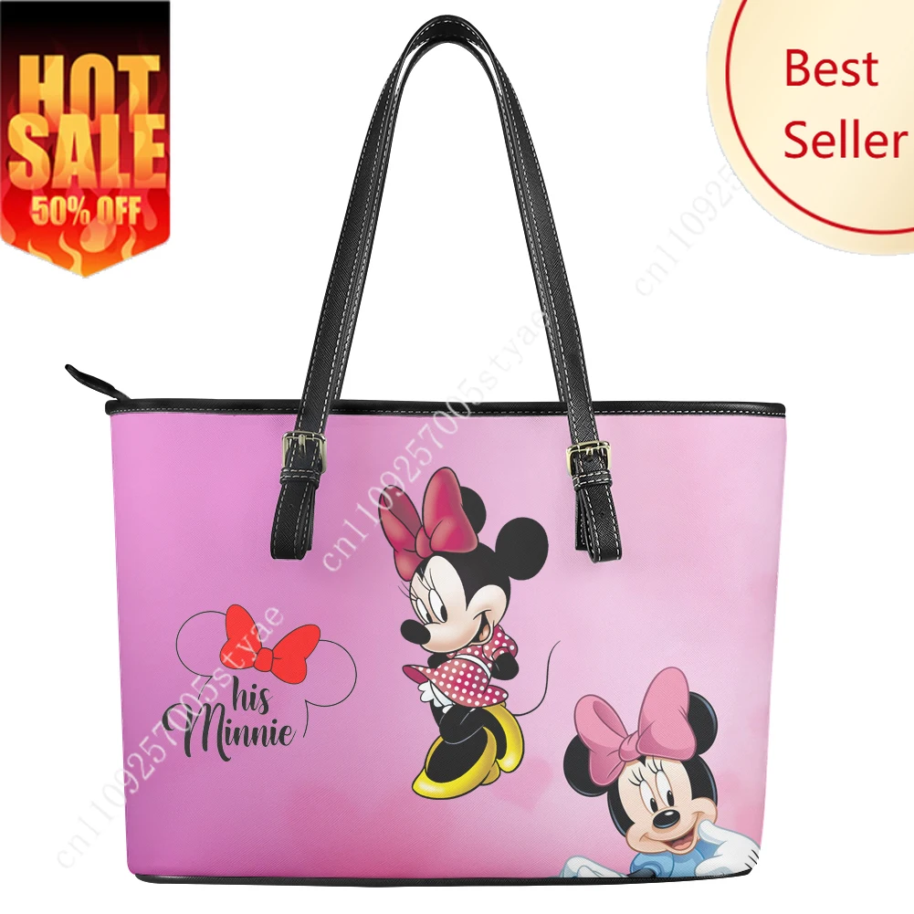 

Disney Minnie Mouse Handbag Womens Mens Tote Bag Shoulder Bag Business Leather Purse Travel Bag Gift