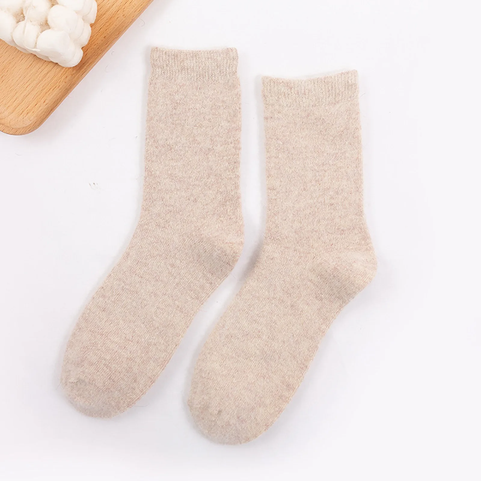 Pure Color Warm Winter Socks Wool Hair Female Thickening Wool Socks Cotton Socks Casual Home Socks Winter Calcetines