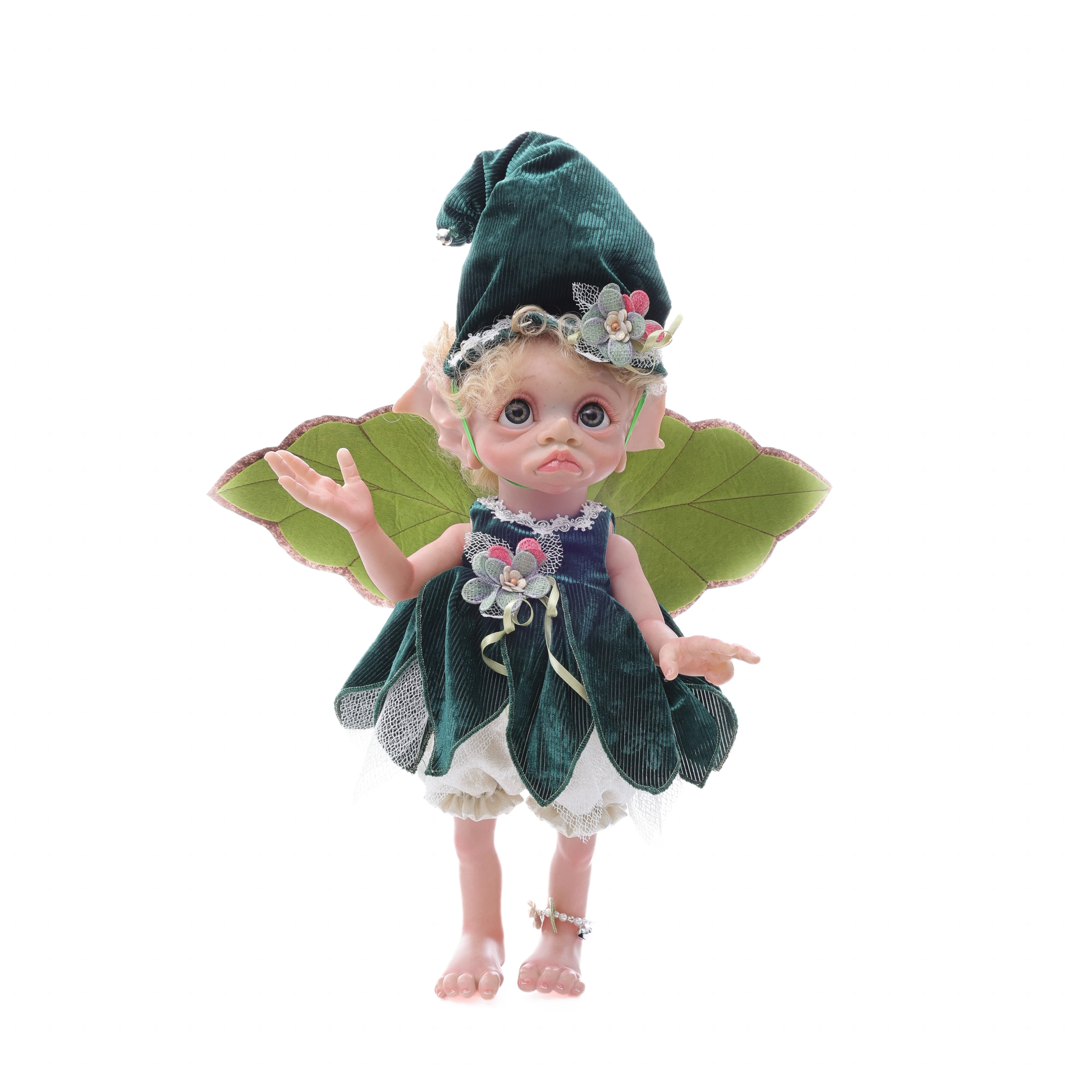 

Cloveray 16 inch New Full Body Vinyl Elf Doll Fairy Vinyl Doll Detachable Clothes With Wings Handmade Original Artwork Xmas Gift