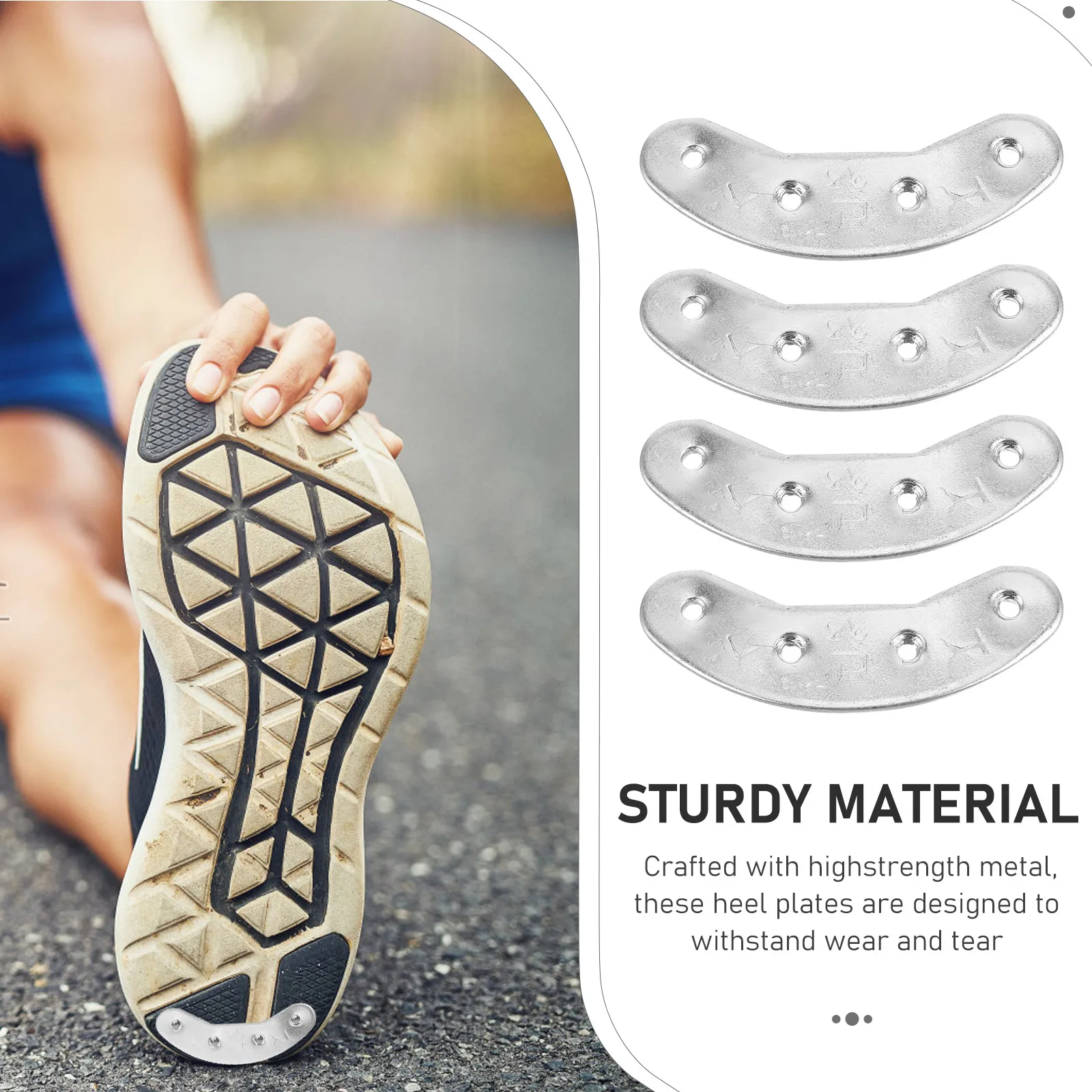 

2 Pairs Metal Plates Shoe Boot Protectors High Strength Outdoor Daily Use Durable Sole Repair Nails Heel Stoppers