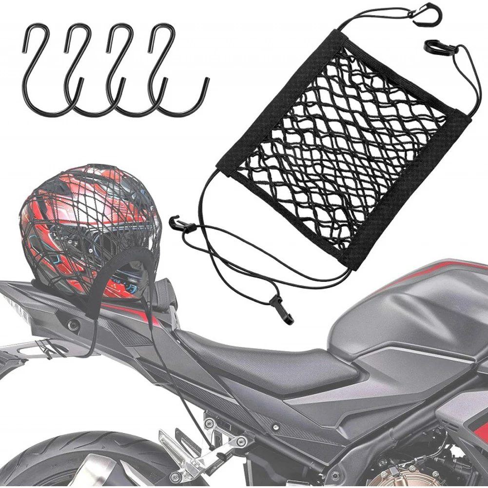 Motorcycle Luggage Net 4 Hooks Hook Hold Bag Bike Scooter Mesh Storage Bag Motorbike Luggage Net Holder Motor Helmet Accessories