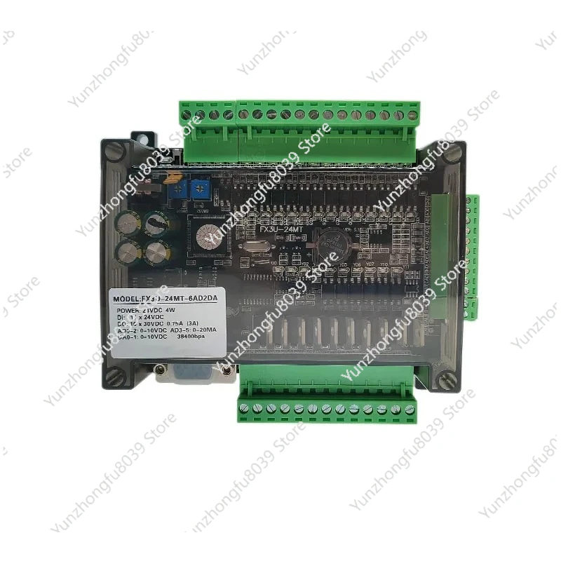 FX3U 24MR 24MT 14 Input 10 Relay Output With RS232 RS485 38400bps Relay Transistor PLC Programmable Logic Controller 6AD 2DA
