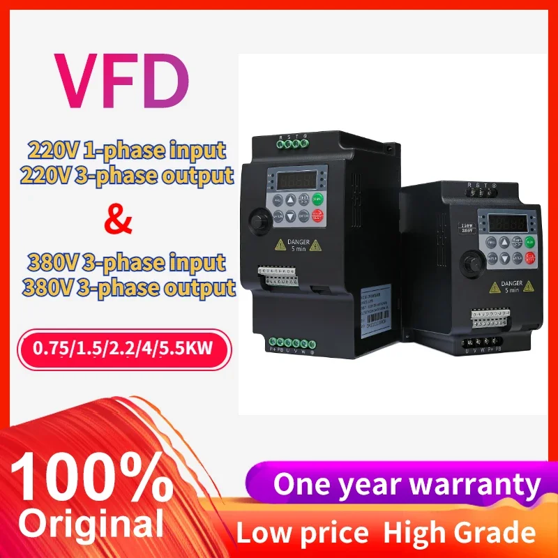 

NEW 1.5/2.2kw VFD Variable Frequency Drive 0.75/4/5.5kw Converter 1HP or 3HP Input 3HP Output 220V 380v Frequency Inverter