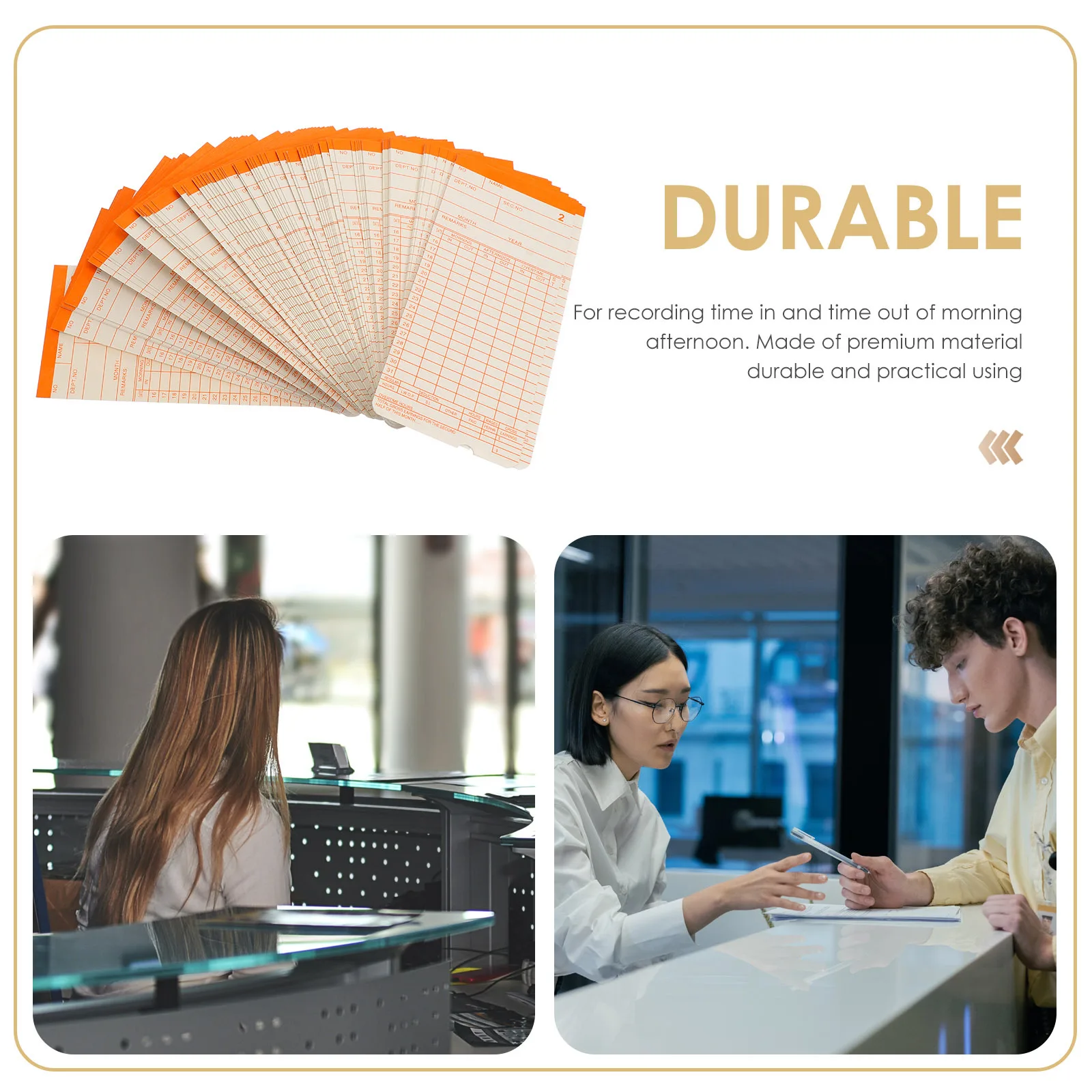 100 Sheets Clocking Cards for Office Exquisite Workmanship Recording for Office Use Useful Time Cards Machine Compatible