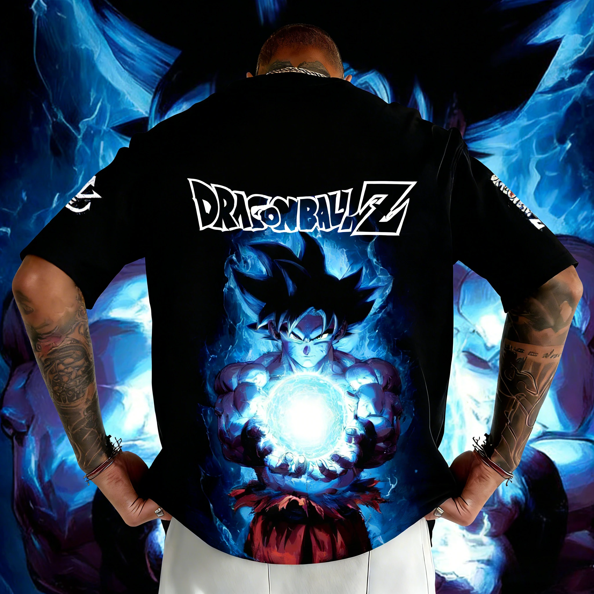2026 Sommer Dragon Ball Oversized T-Shirt Hochwertige 100% Baumwolle Goku Kamehameha Grafik-Print Unisex Retro Casual Y2K