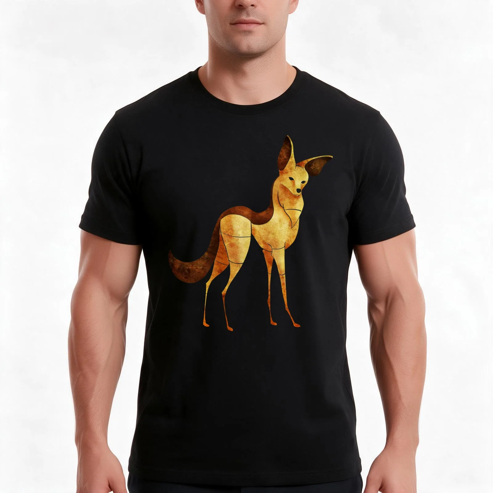 Jackal T-Shirt, Summer Casual Cotton Tee, Oversized Streetwear Tops, Vintage Graphic Print, Loose Fit Short Sleeve, 100% Cotton