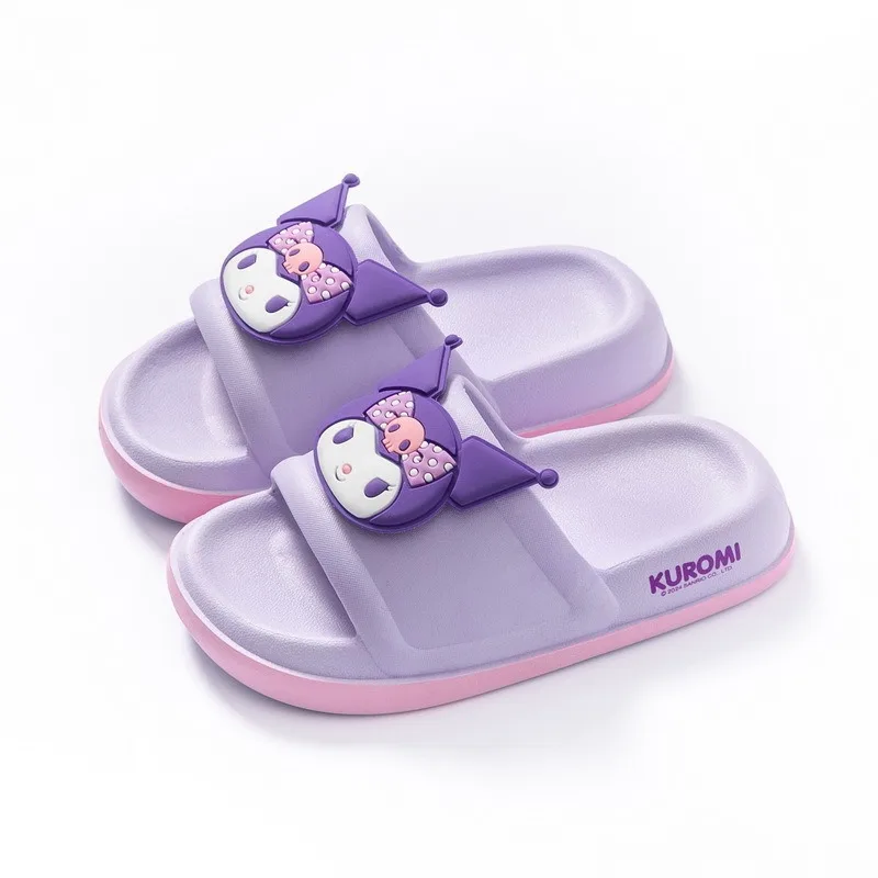 Sanrio Hello Kitty Kuromi Cinnamoroll dziecięce klapki na lato śliczne kreskówki antypoślizgowe grube dno plażowe proste pantofle