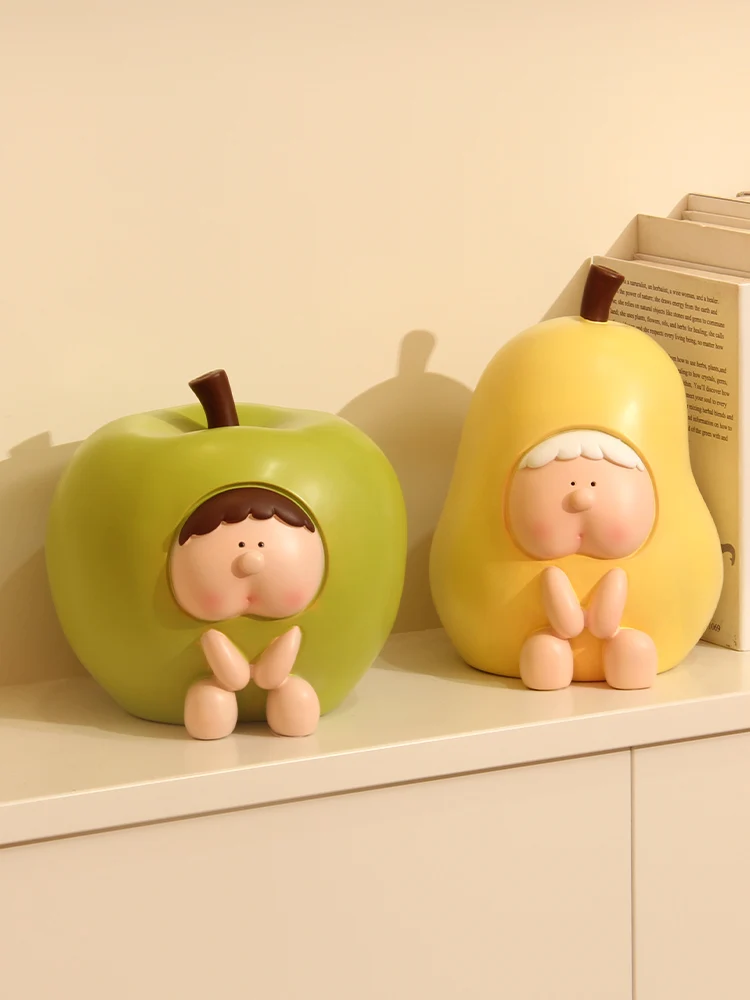 Creative Cream Wind Apple Pear Savings Pot Children's Fruit Tabletop Cure Ornament Cute Ornament